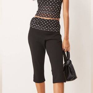 ****NWT*** ASOS DESIGN capri pants with mesh detail in black polka dot
